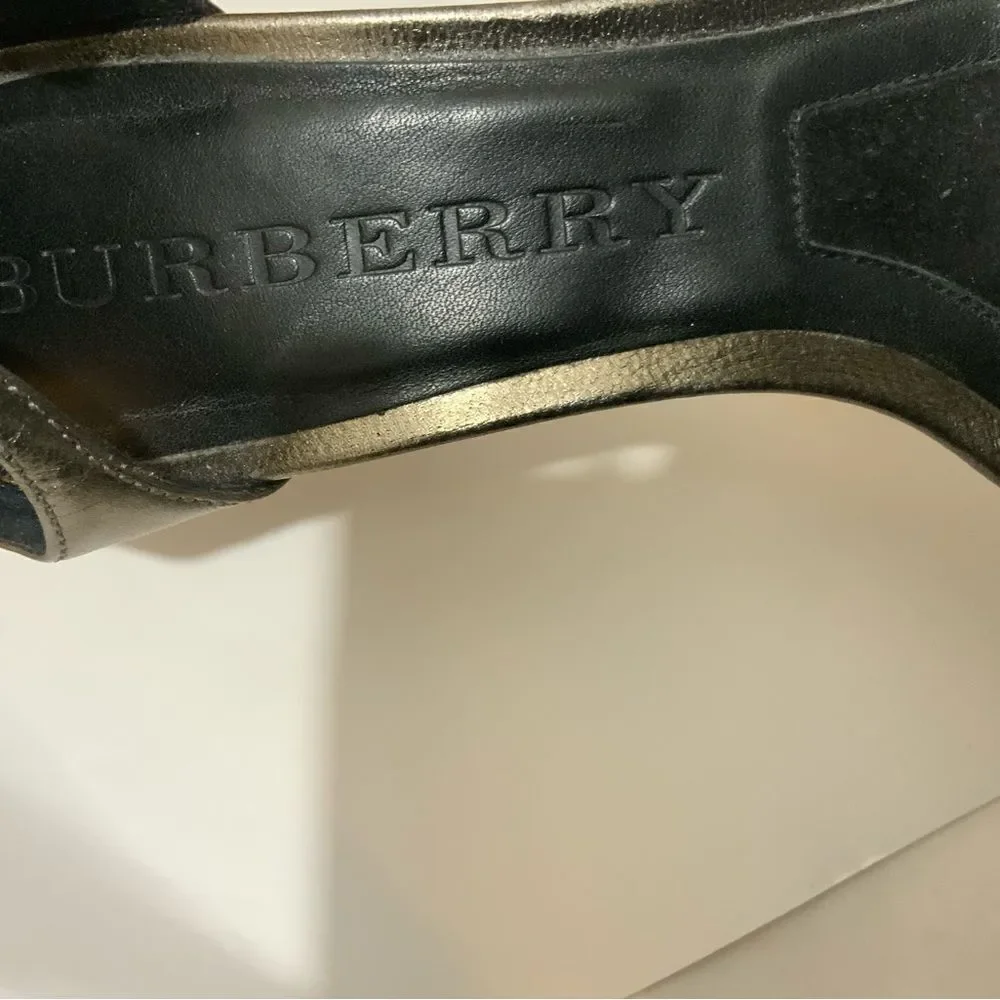Burberry Pewter Gunmetal Metallic Stiletto Heels size 37 Italy